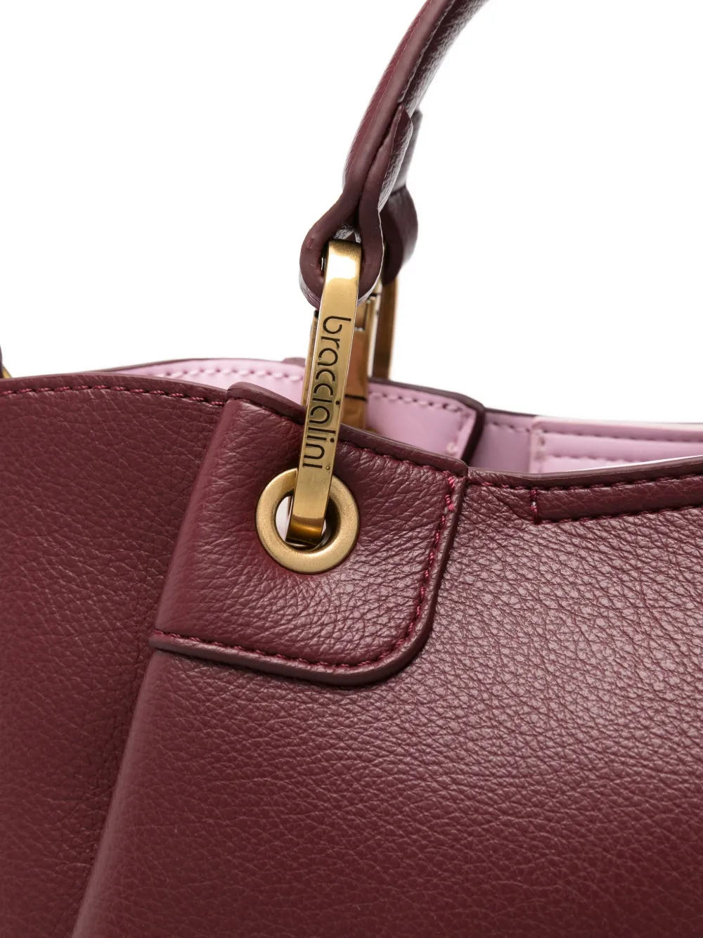 Braccialini Leather Tote Bag In Red