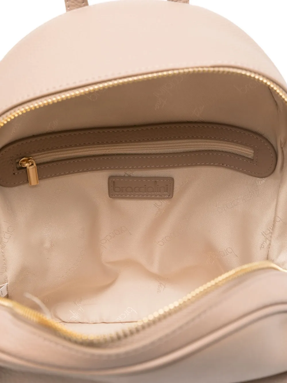 Braccialini Leather Backpack In Neutral
