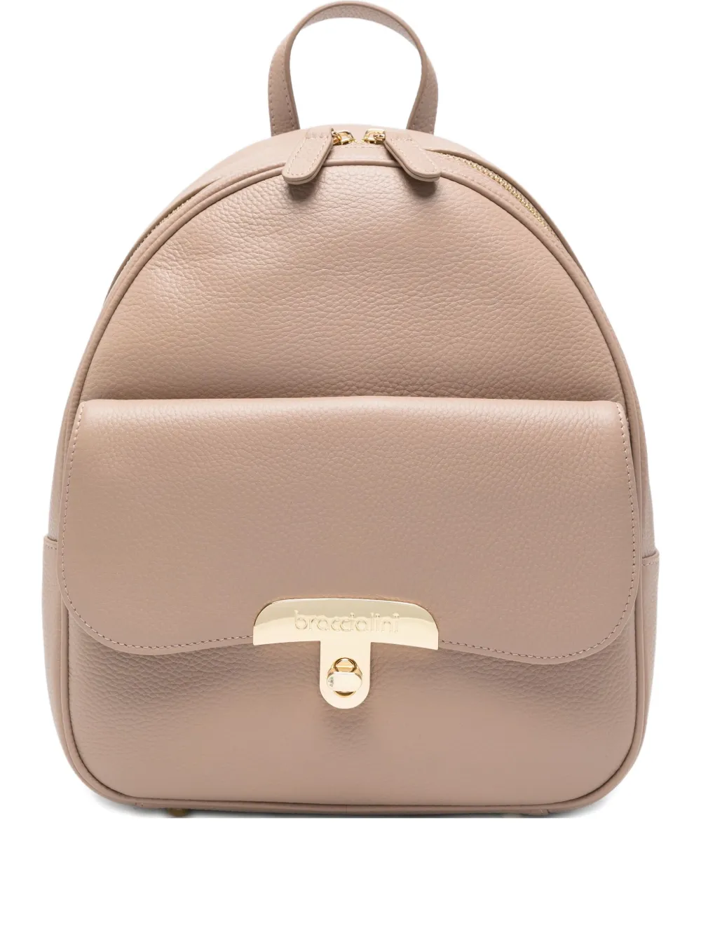 Braccialini Leather Backpack In Neutral