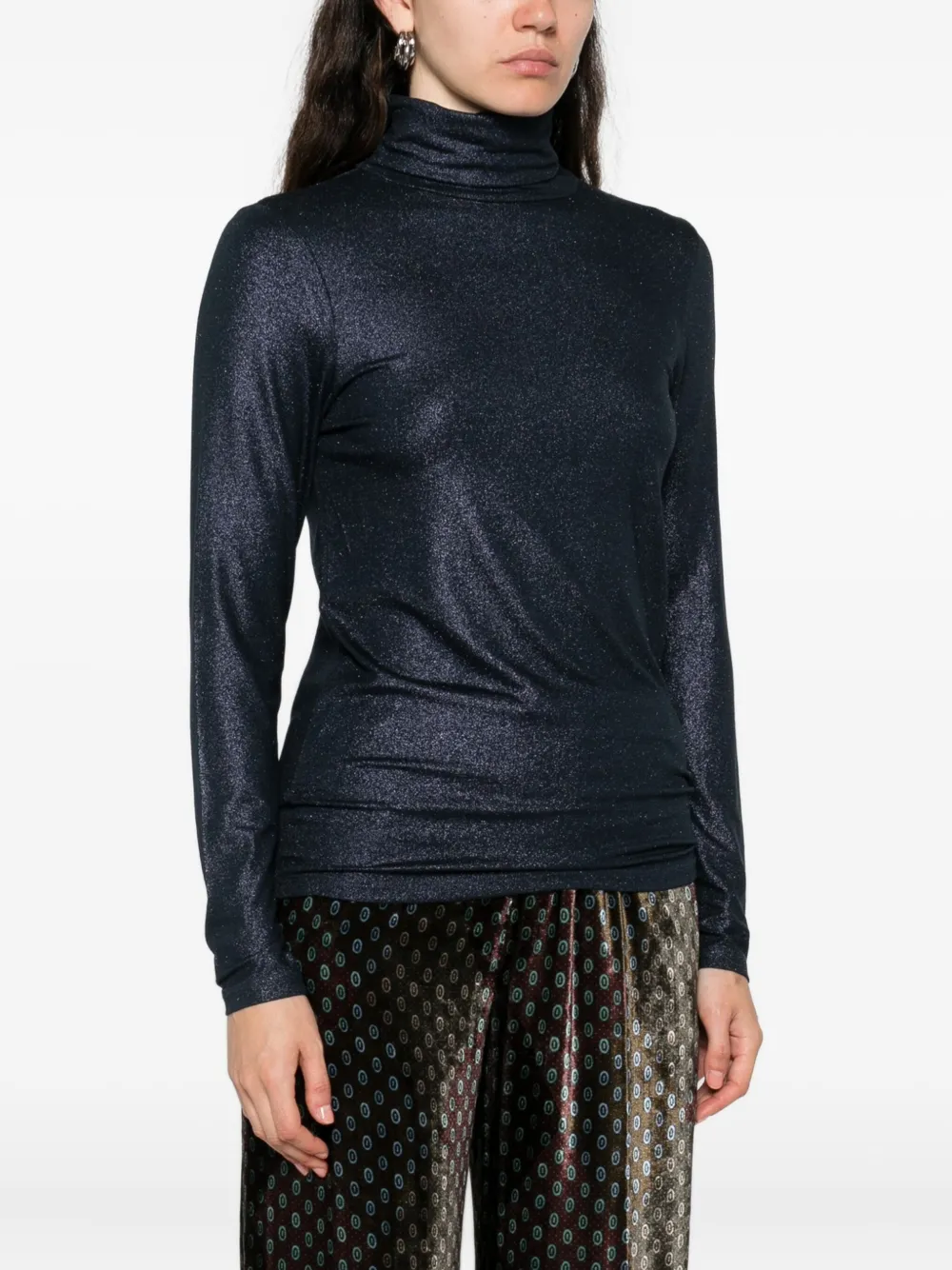Majestic High Turtleneck Blue Sweater With Subtle Shimmer In Blue