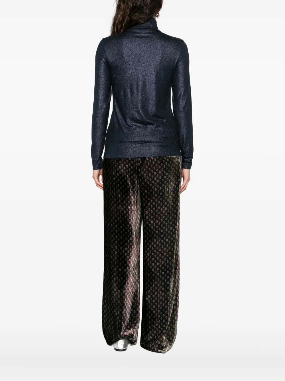 Majestic High Turtleneck Blue Sweater With Subtle Shimmer In Blue