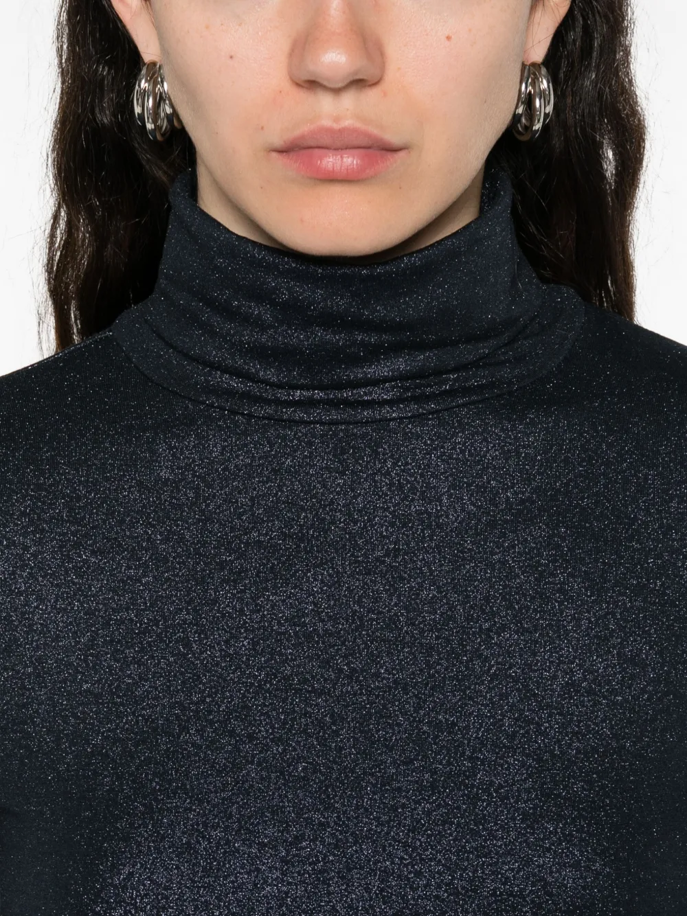Majestic High Turtleneck Blue Sweater With Subtle Shimmer In Blue