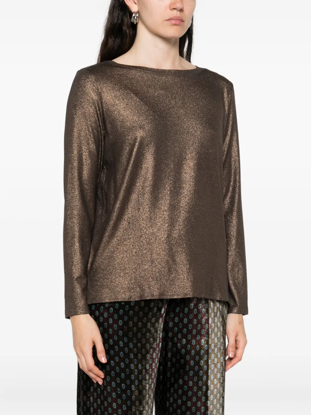 Majestic Soft Viscose Blend Sweater In Brown