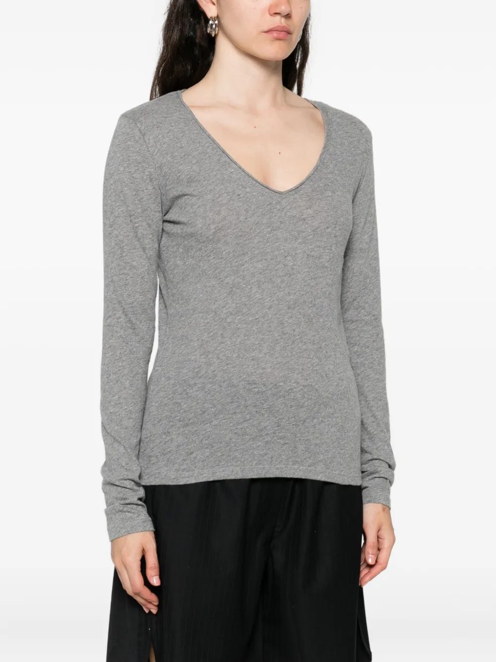 Majestic Heathered Grey Cashmere Blend Sweater In Gray