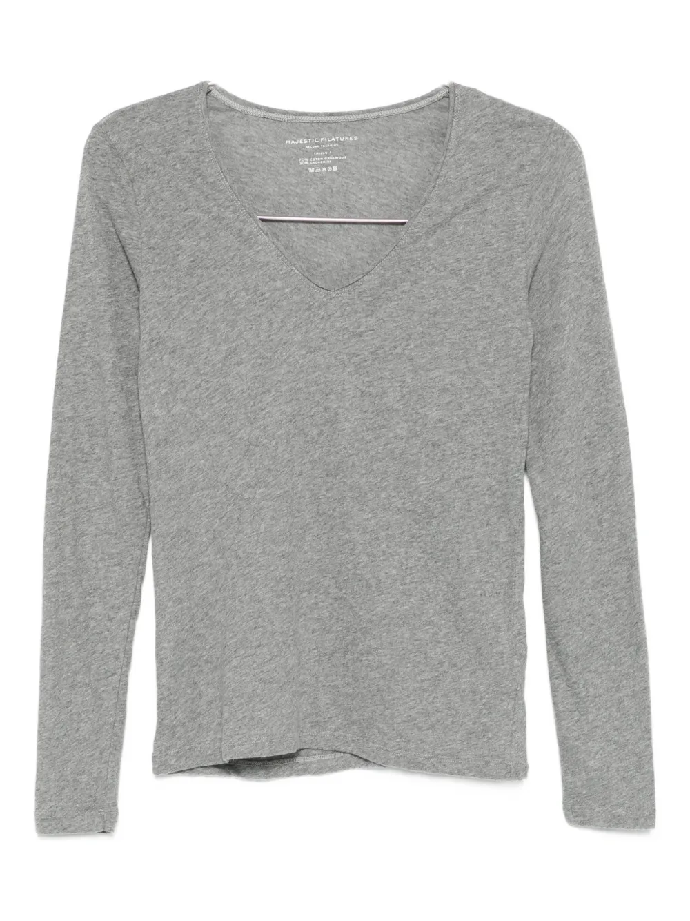 Majestic Filatures V-neck long-sleeved top | Grey | Image 1