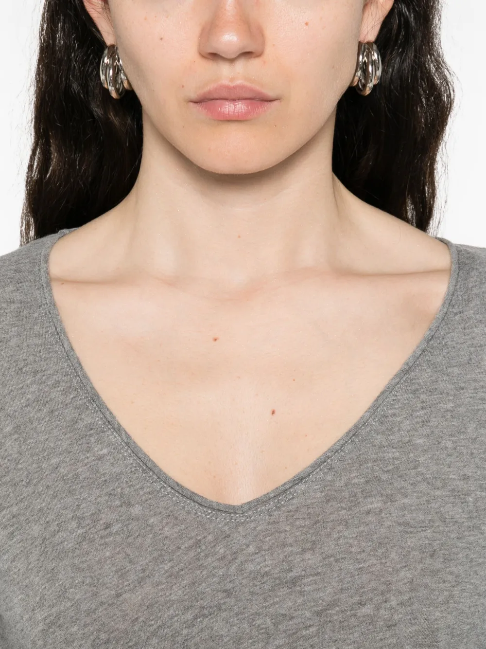 Majestic Heathered Grey Cashmere Blend Sweater In Gray