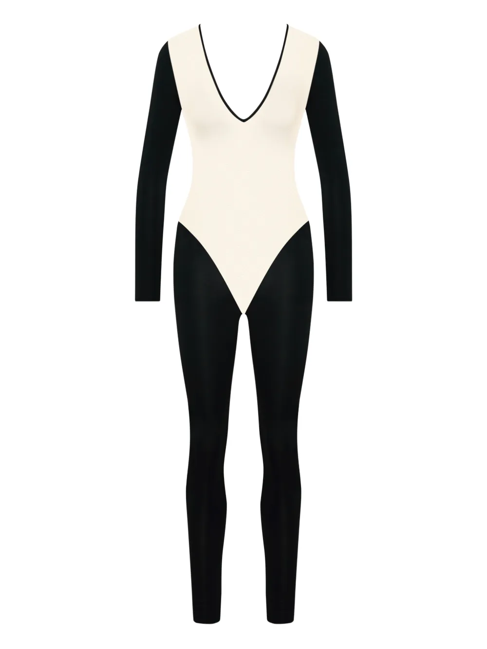 Maison Close Long-sleeve Backless Jumpsuit In Black