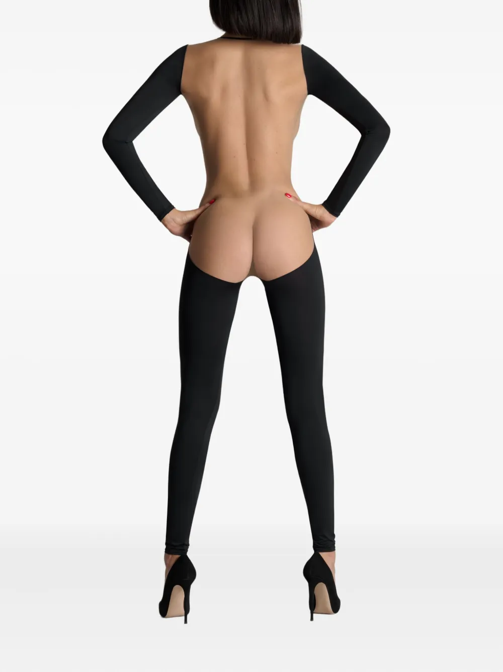 Maison Close Pure Tentation jumpsuit met lange mouwen en open rug Zwart