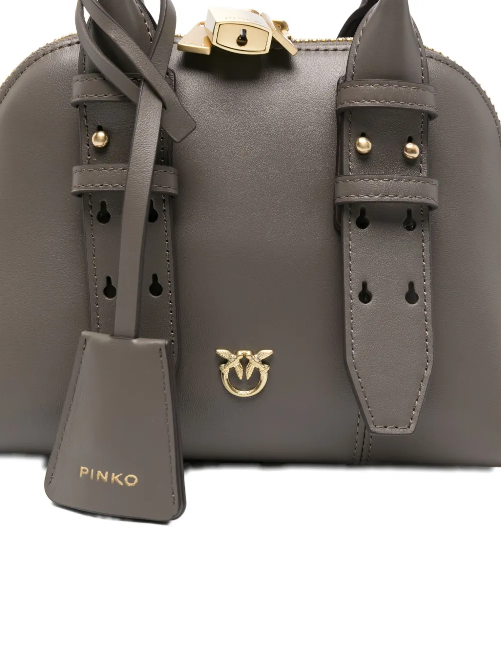 Pinko Buckle-detailing Shoulder Bag In Gray