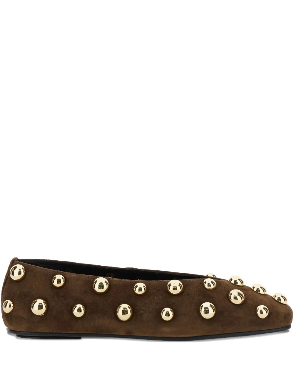 Jeffrey Campbell Studded Suede Ballet Flats In Brown