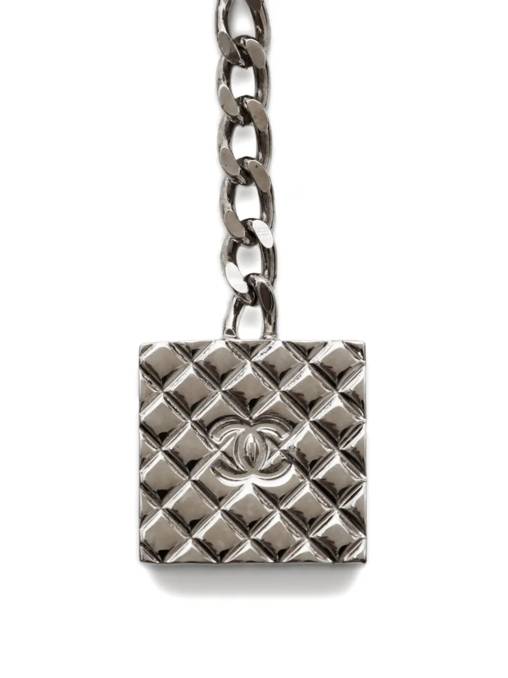 Pre-owned Chanel 1998 Bag-charm Keyring In Silver