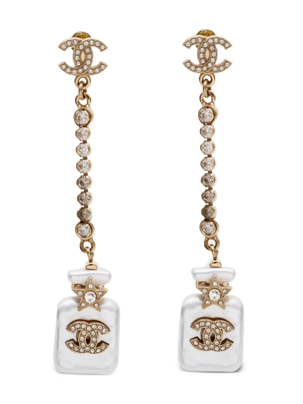 CHANEL Pre-Owned 2023 Interlocking CC drop earrings - ゴールドトーン CHANEL Pre-Owned 2023 Interlocking CC drop earrings - ゴールドトーン