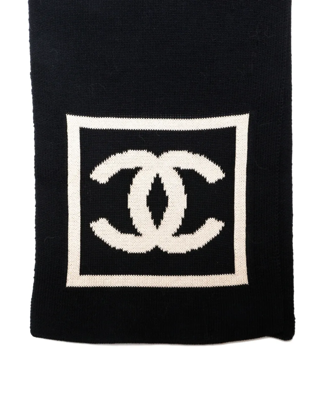 Pre-owned Chanel 2000-2010s Interlocking Cc Scarf In Black