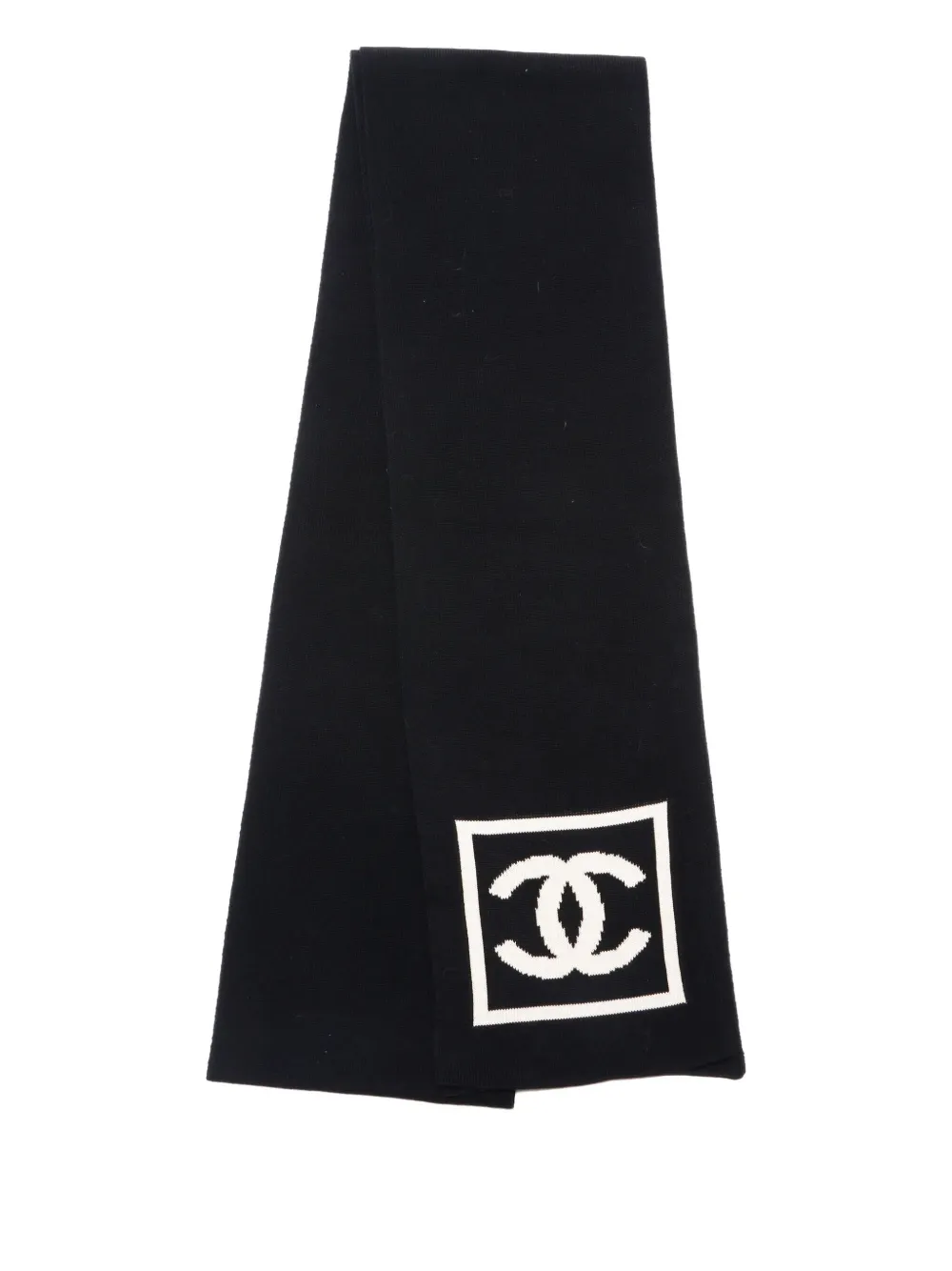 Pre-owned Chanel 2000-2010s Interlocking Cc Scarf In Black