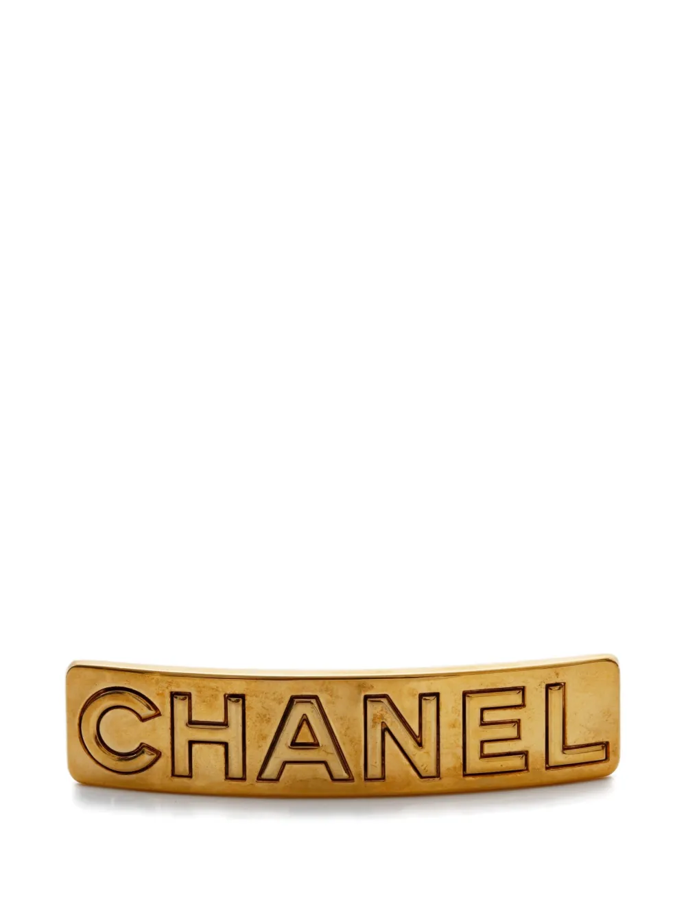 CHANEL Pre-Owned 1997 logo-engraved hair clip - ゴールドトーン CHANEL Pre-Owned 1997 logo-engraved hair clip - ゴールドトーン