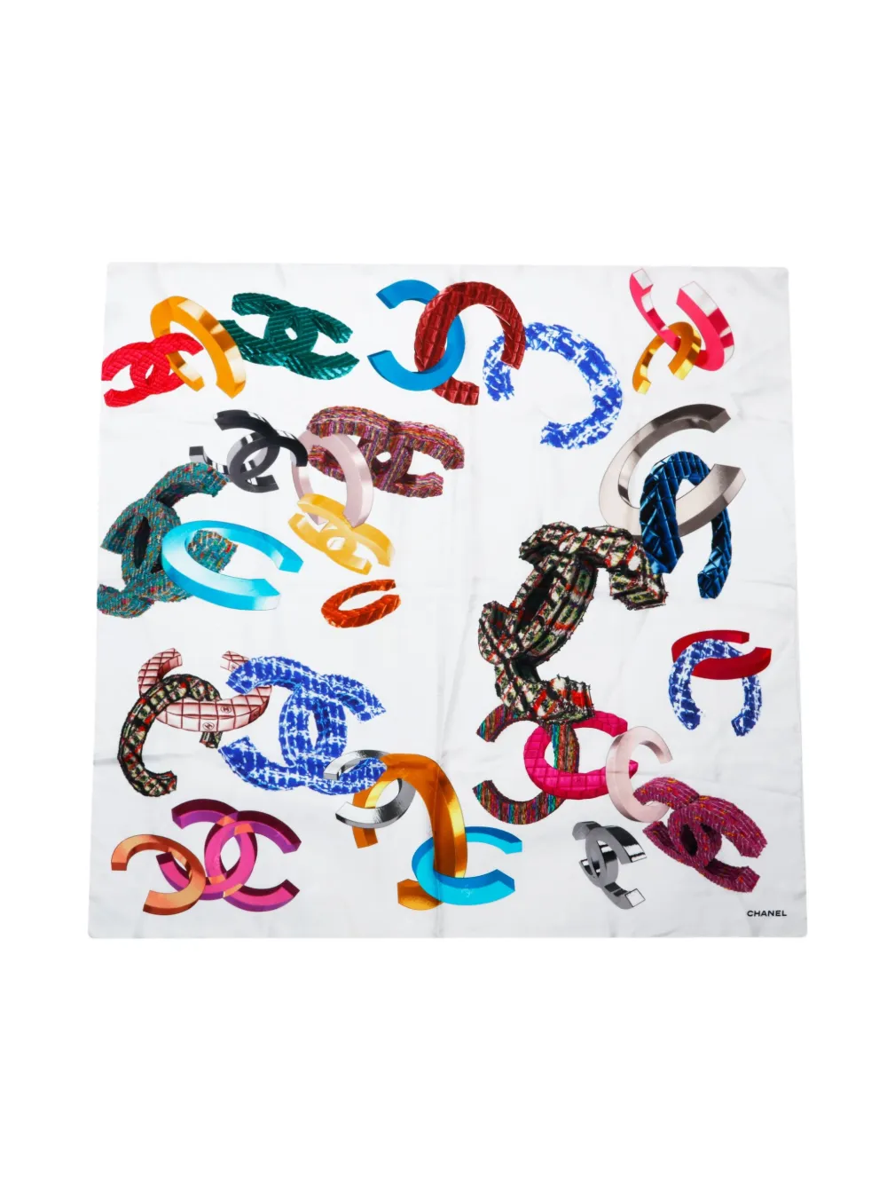 CHANEL Pre-Owned 2017 Coco Mark silk scarf - ホワイト CHANEL Pre-Owned 2017 Coco Mark silk scarf - ホワイト