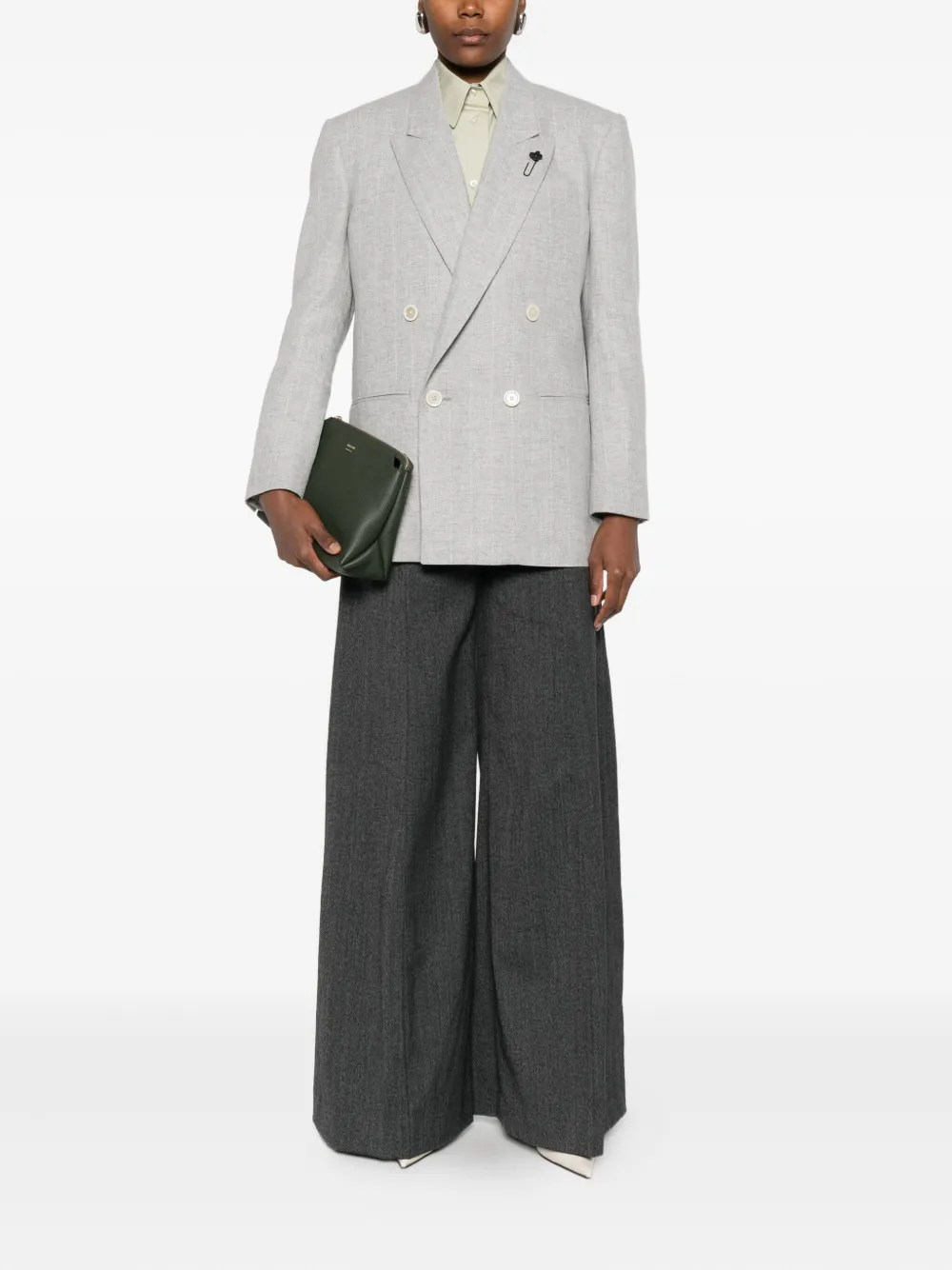 Lardini Double-breasted Blazer In Gray