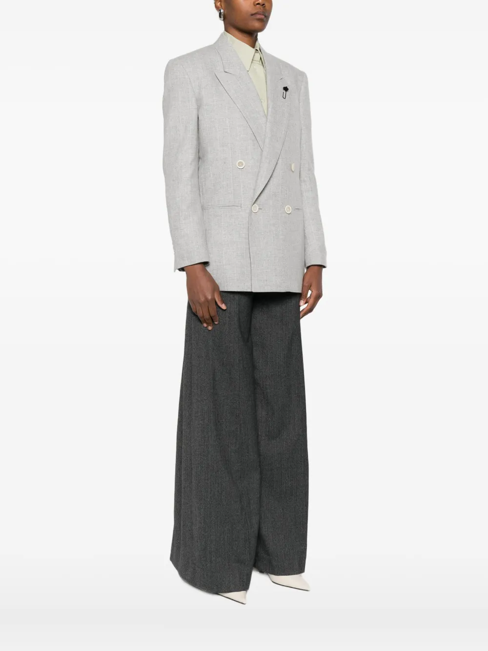 Lardini Double-breasted Blazer In Gray