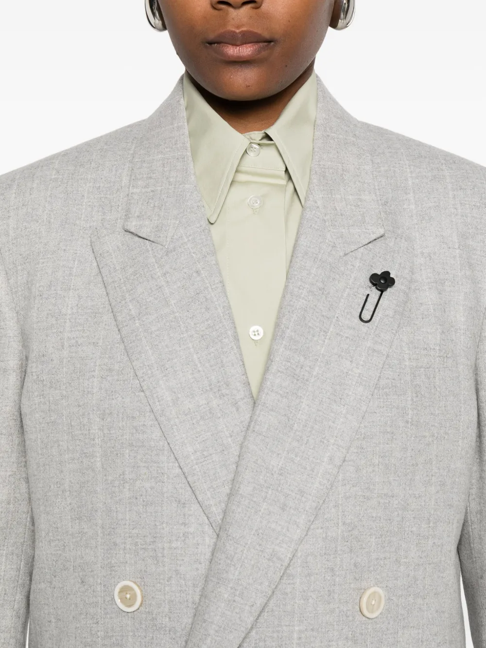 Lardini Double-breasted Blazer In Gray