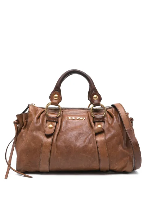 Miu Miu Pre-Owned 2010s logo-lettering leather two-way handbag