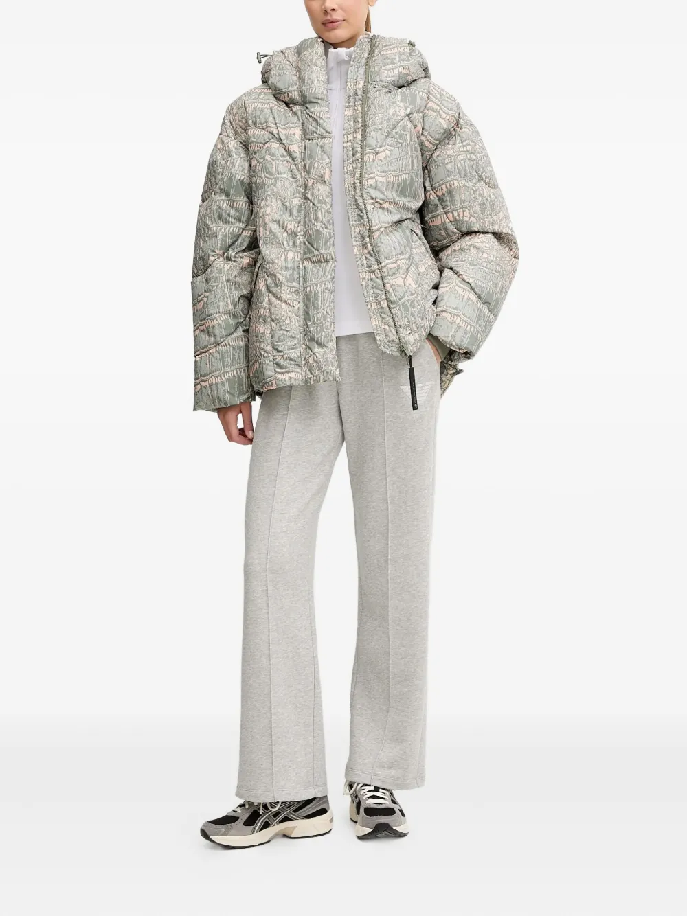 Adidas By Stella Mccartney Hooded Patterned Jacket In Green