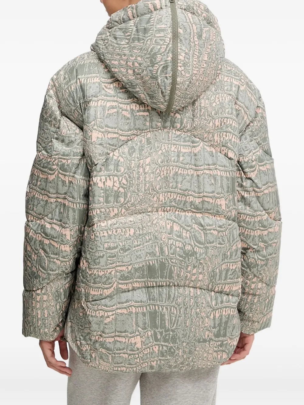 Adidas By Stella Mccartney Hooded Patterned Jacket In Green