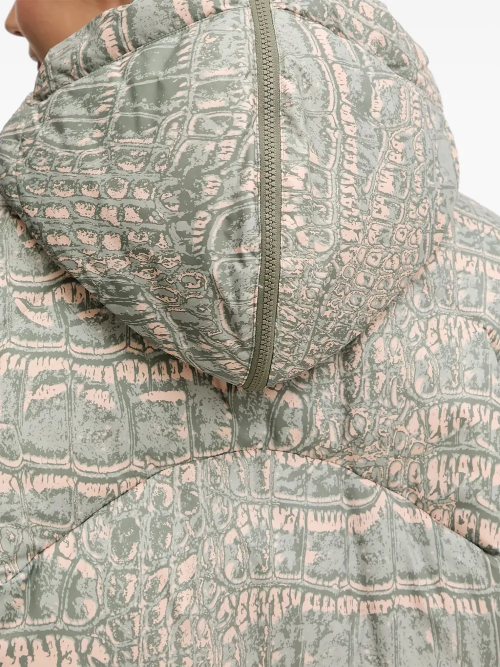 Adidas By Stella Mccartney Hooded Patterned Jacket In Green