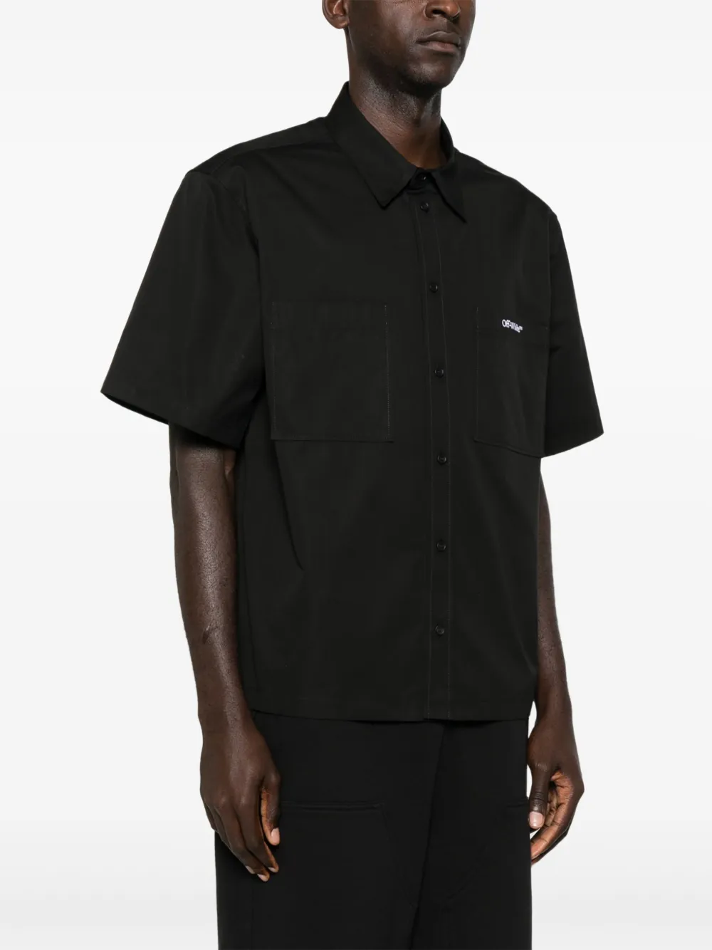 Off-White Overhemd met geborduurd logo Zwart