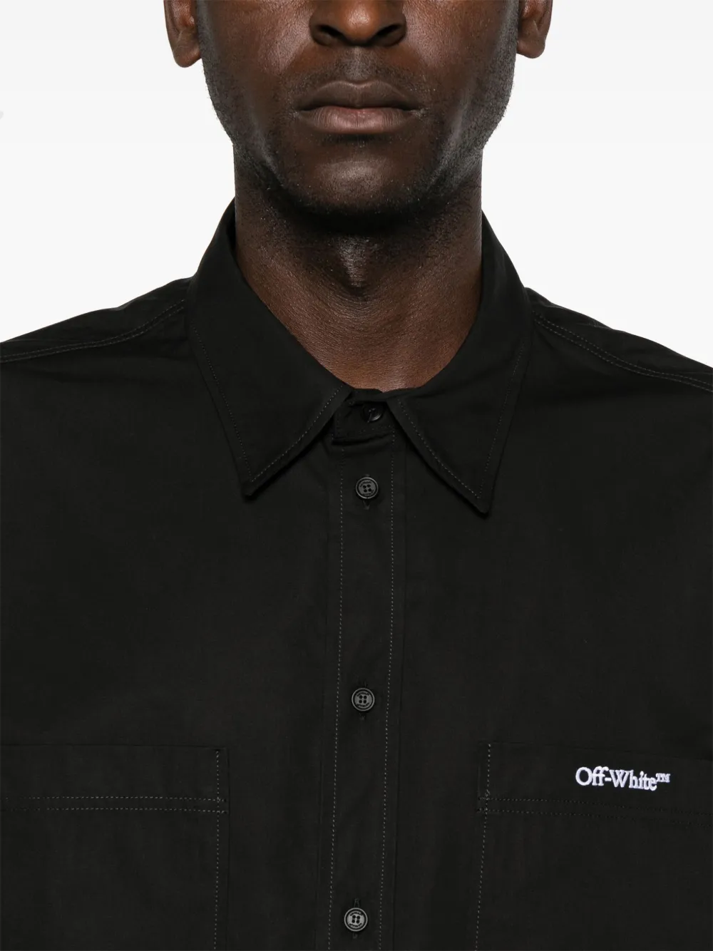 Off-White Overhemd met geborduurd logo Zwart