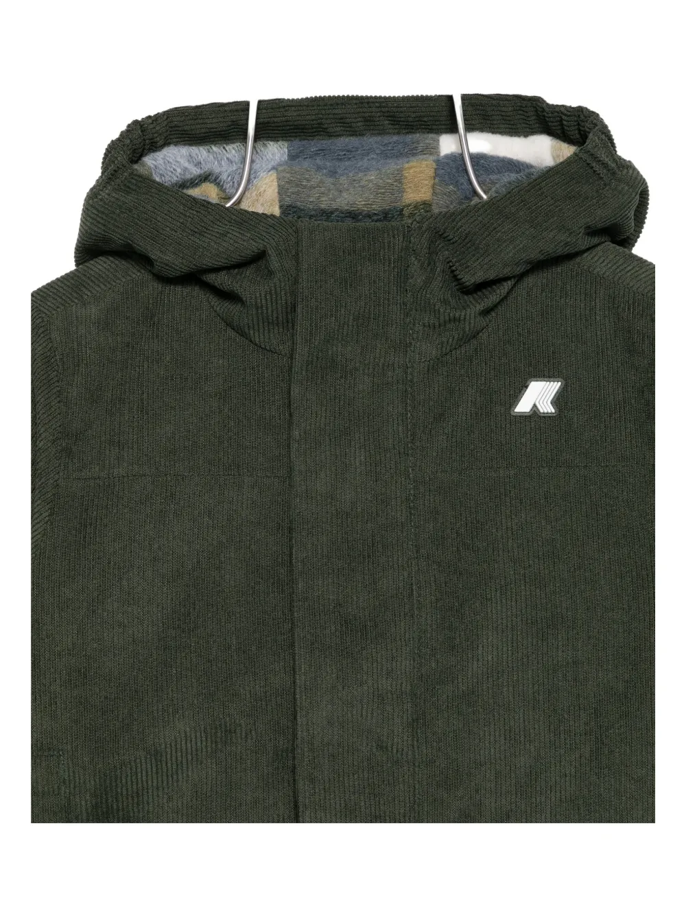 K-way Hooded Corduroy Jacket In Green