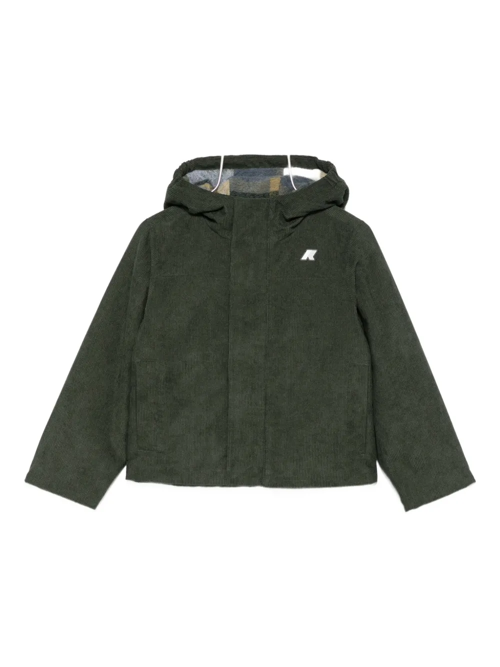 K-way Hooded Corduroy Jacket In Green