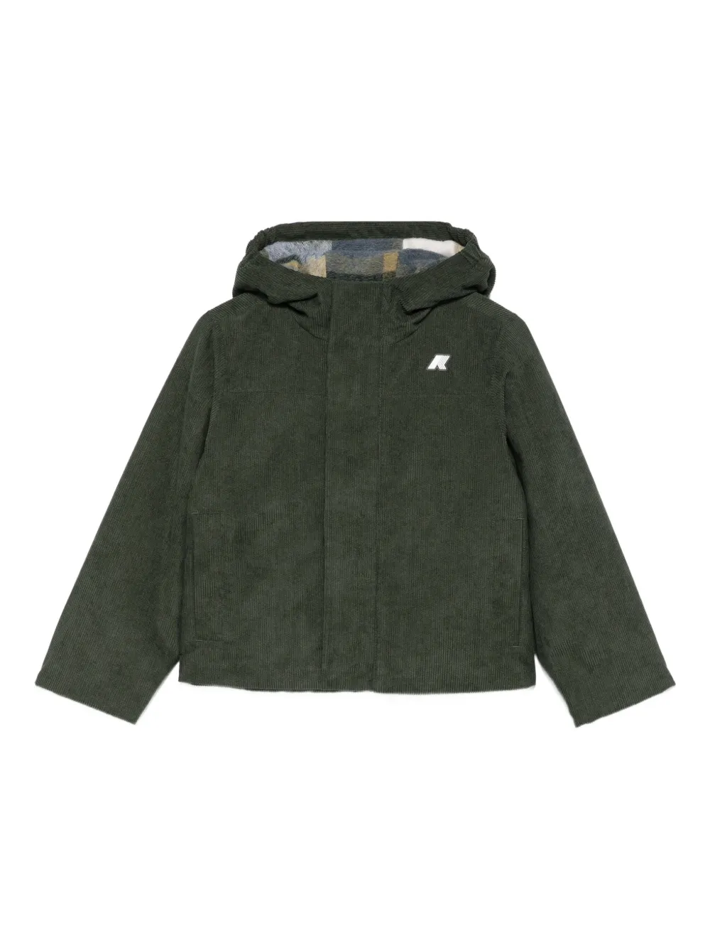 K Way Kids hooded corduroy jacket | Green | Image 1