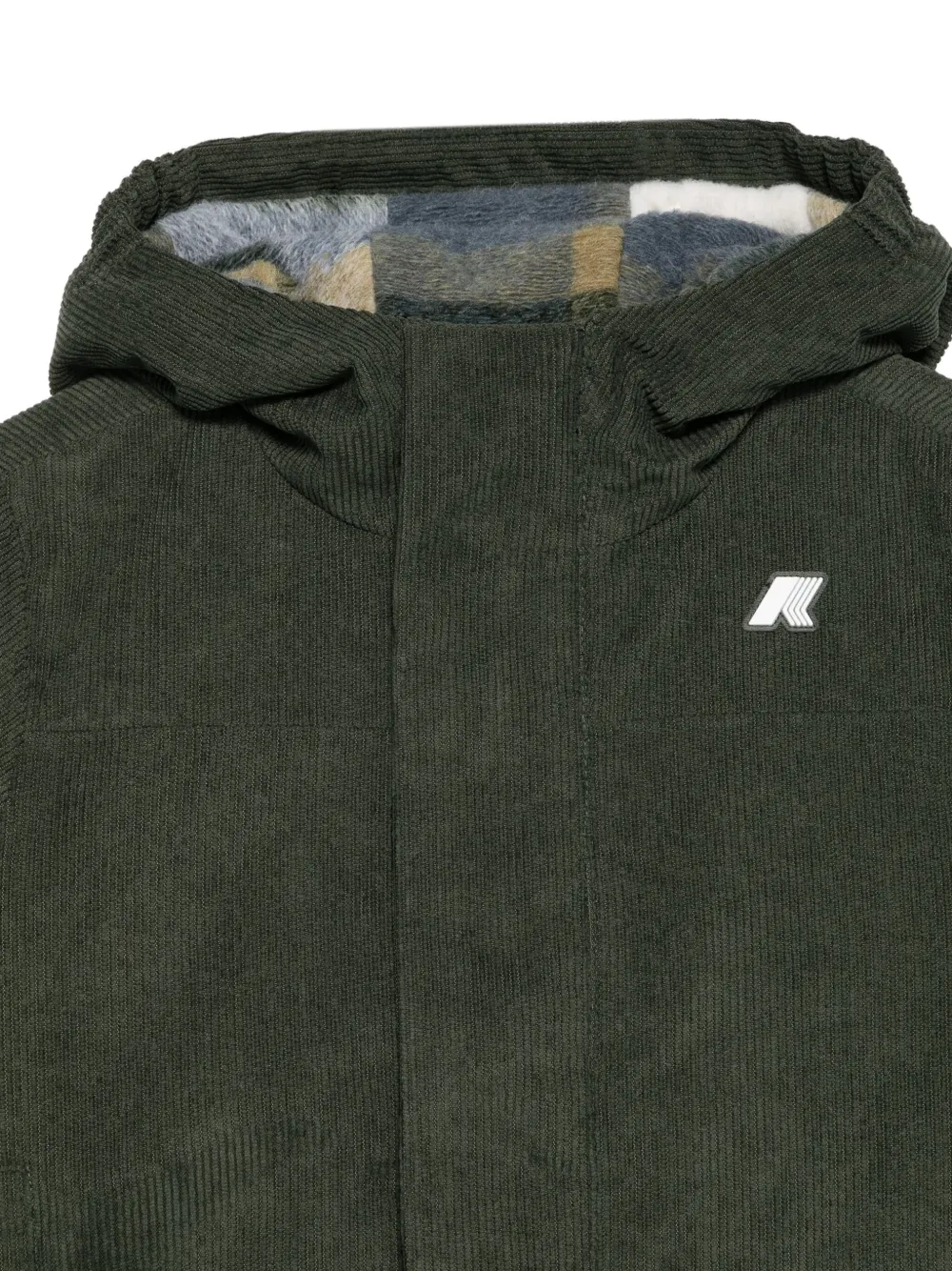 K Way Kids Ribfluwelen jack met capuchon Groen