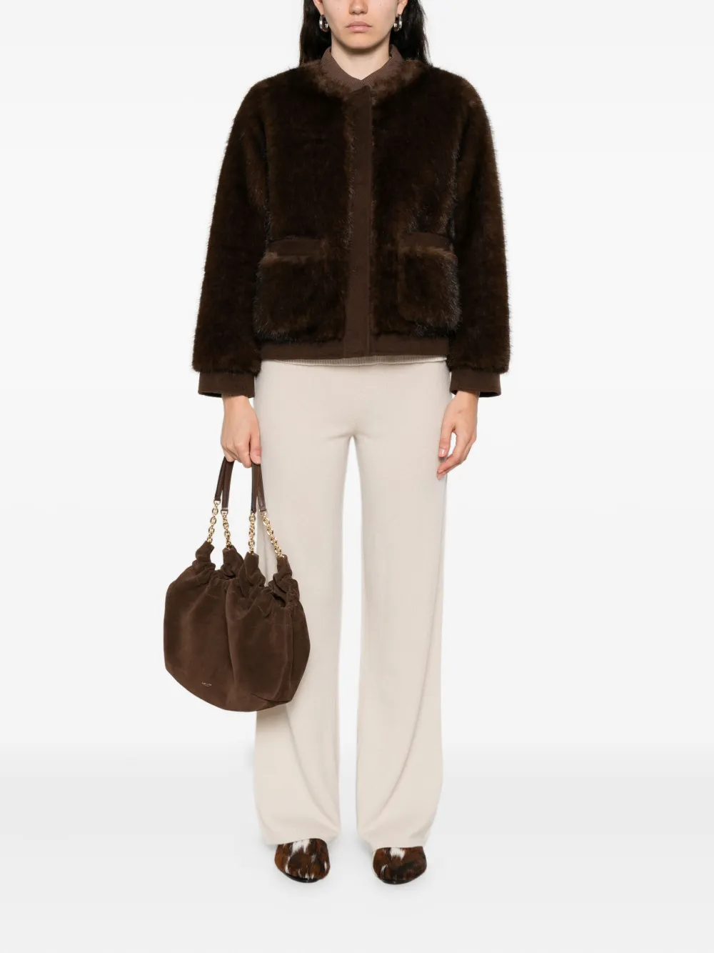 VALENTINI 1972 ribbed-trim bomber jacket | Faux Fur & Shearling Jackets | Image 2