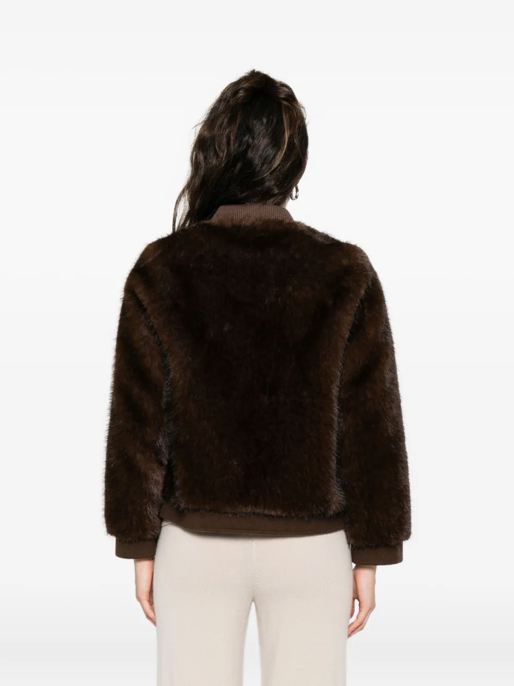 Valentini 1972 Brown Bomber Jacket With Ribbed Trim In Brown