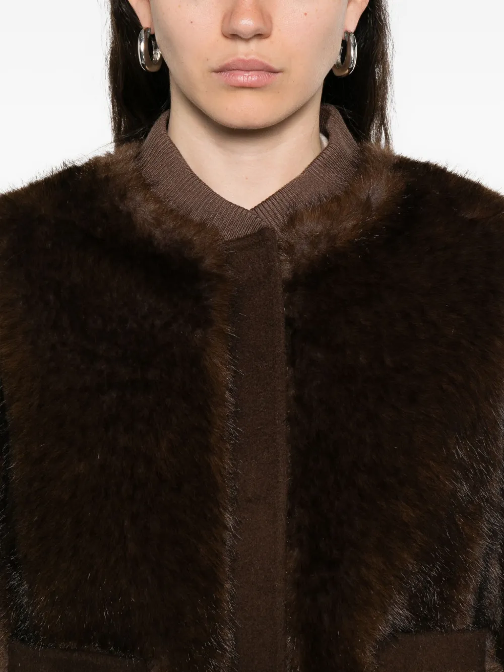 Valentini 1972 Brown Bomber Jacket With Ribbed Trim In Brown