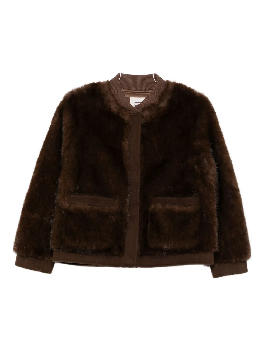 VALENTINI 1972 ribbed-trim bomber jacket - ブラウン VALENTINI 1972 ribbed-trim bomber jacket - ブラウン