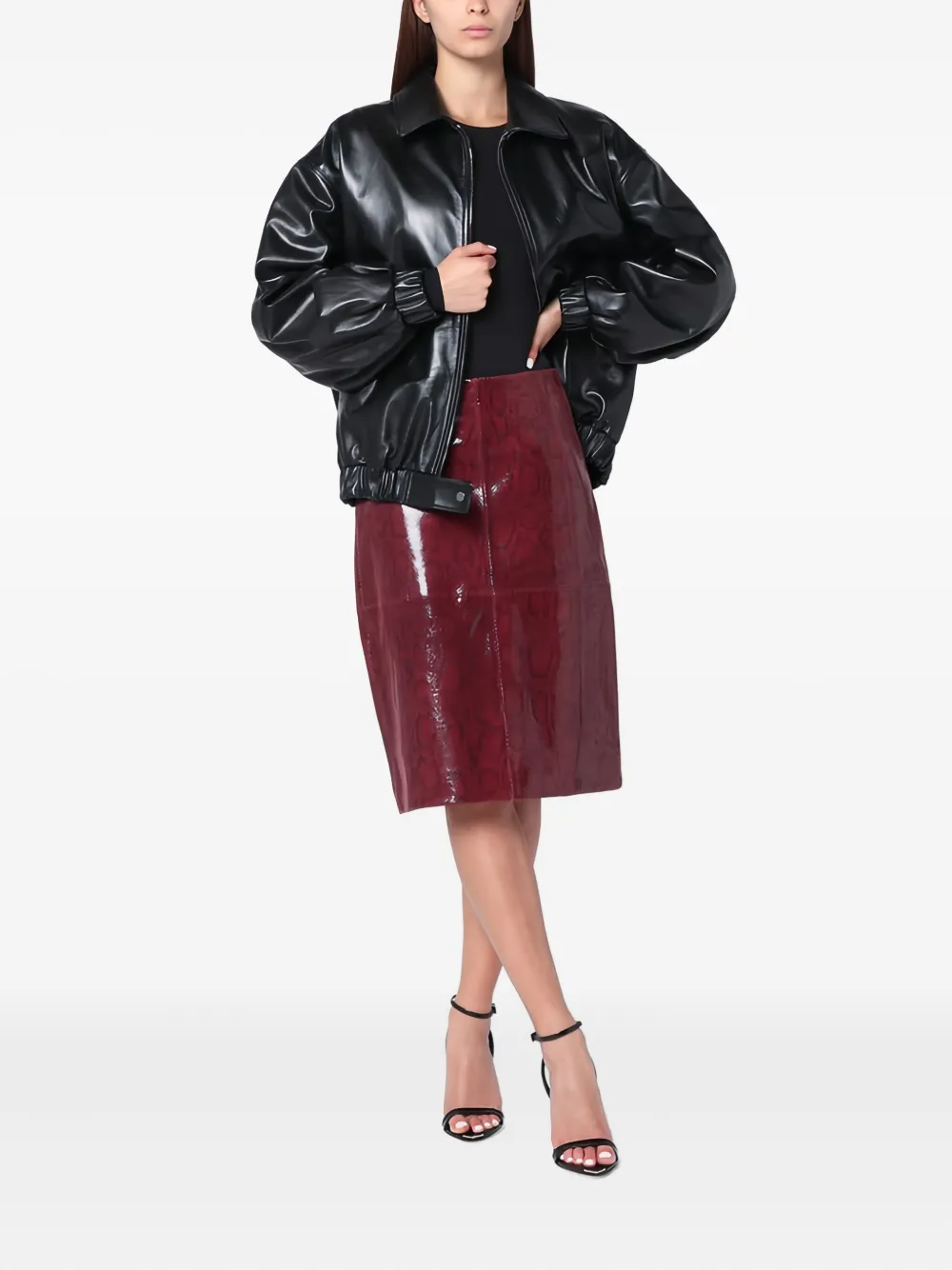 Cassell Zip Leather Bomber Jacket In Black
