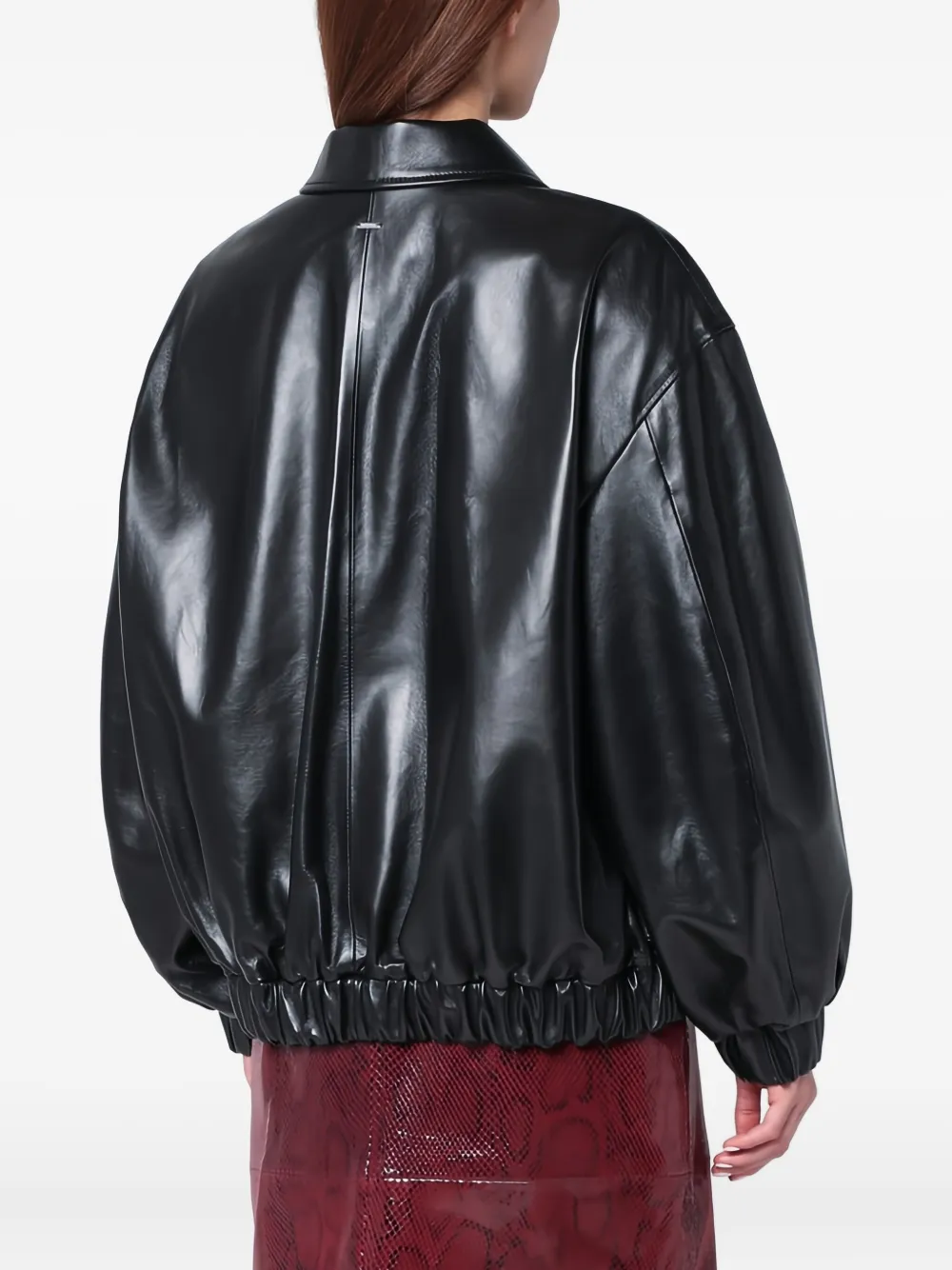 Cassell Zip Leather Bomber Jacket In Black