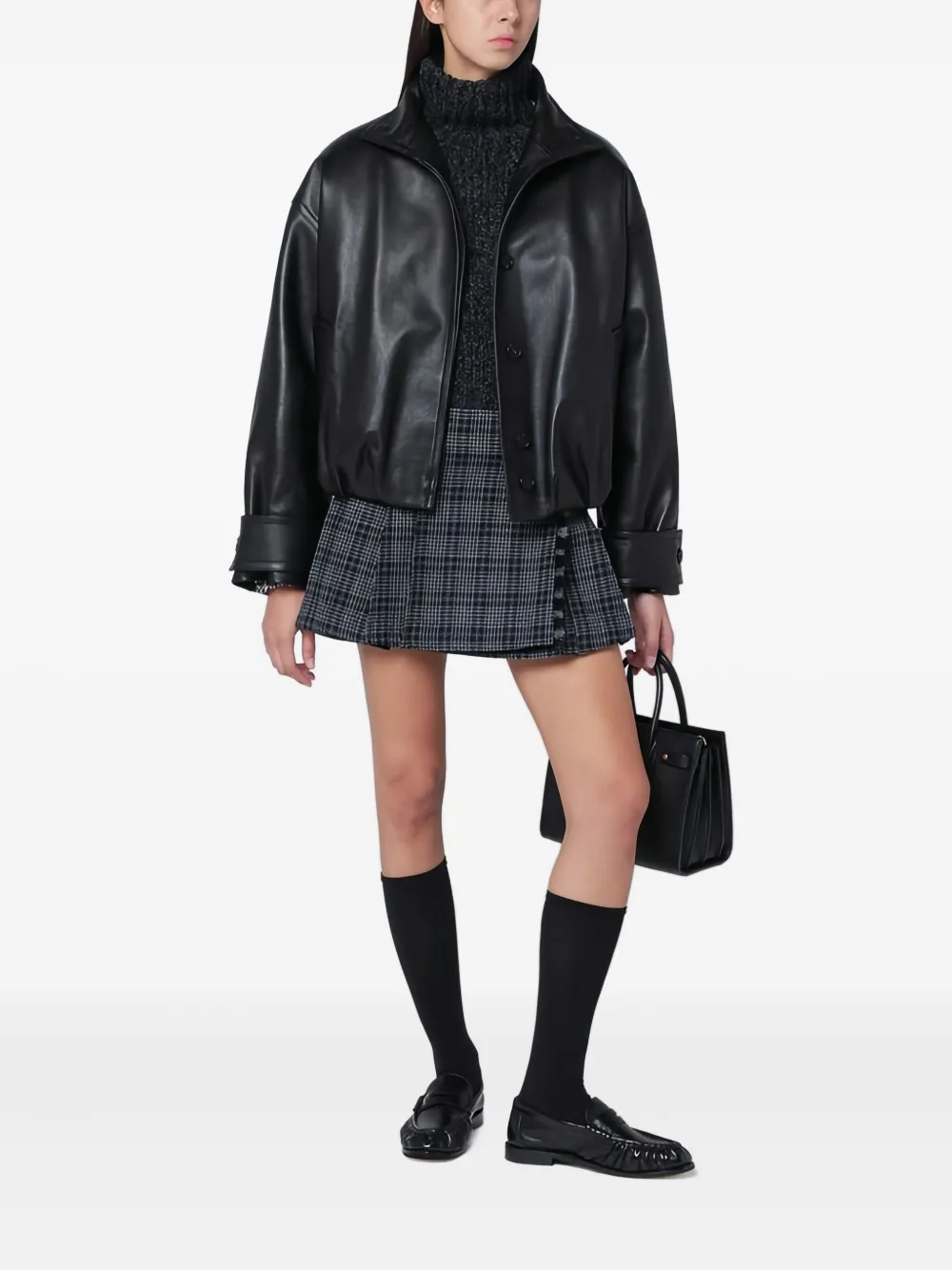 Durazzi Milano Leather Bomber Jacket In Black