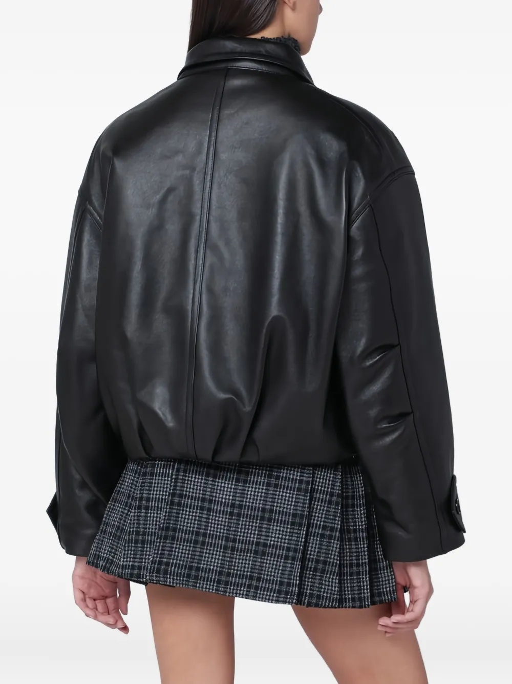 Durazzi Milano Leather Bomber Jacket In Black