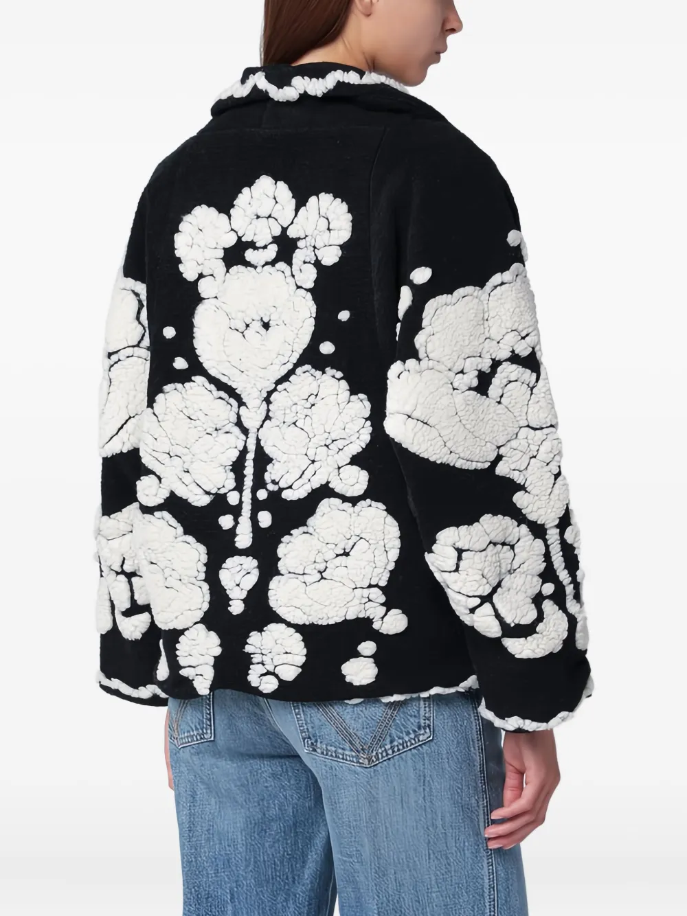 FARM Rio Jack met enkele rij knopen en bloemenprint Zwart