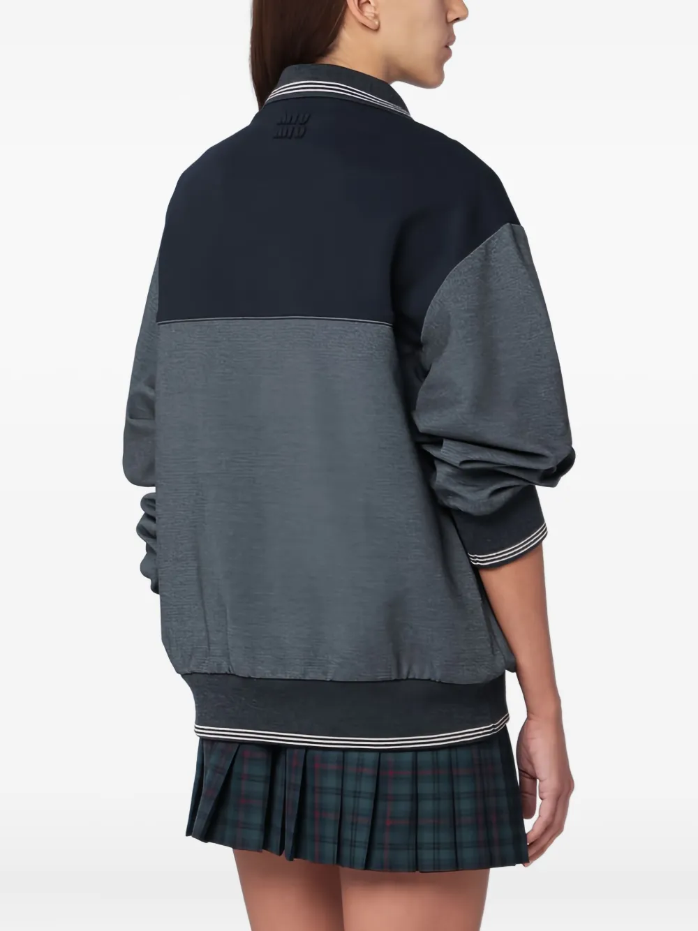 Miu Sweater met colourblocking en rits Grijs