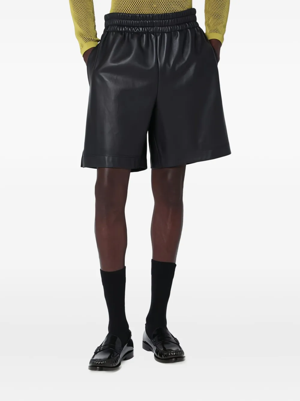 Gucci Leather Shorts With An Elastic Waistband In Black