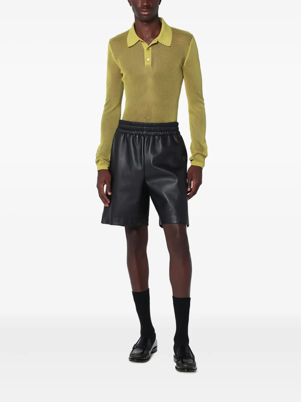 Gucci Leather Shorts With An Elastic Waistband In Black