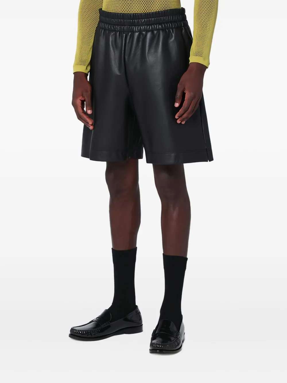 Gucci Leather Shorts With An Elastic Waistband In Black