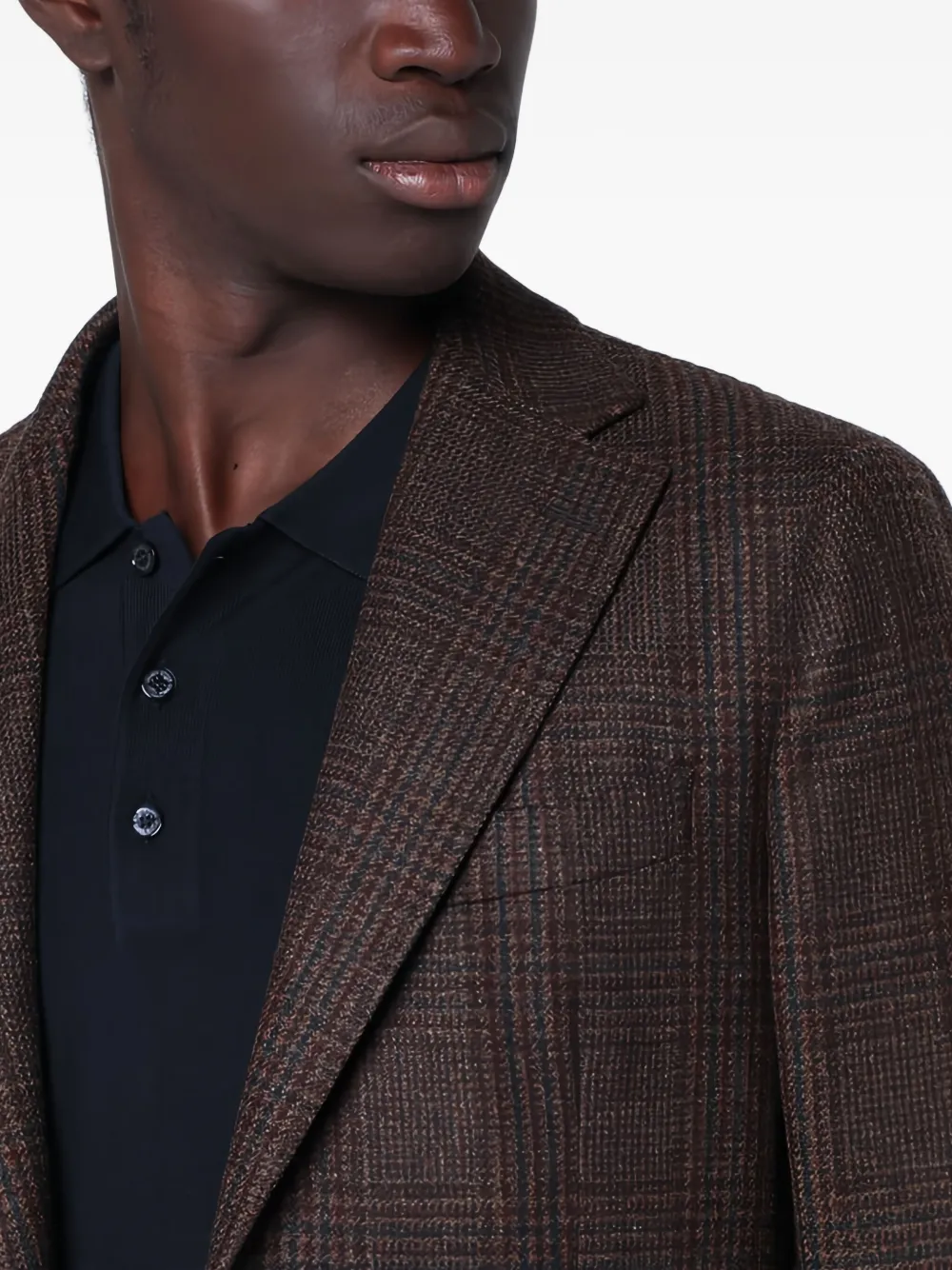 Santaniello Single-breasted Checked Blazer In Brown