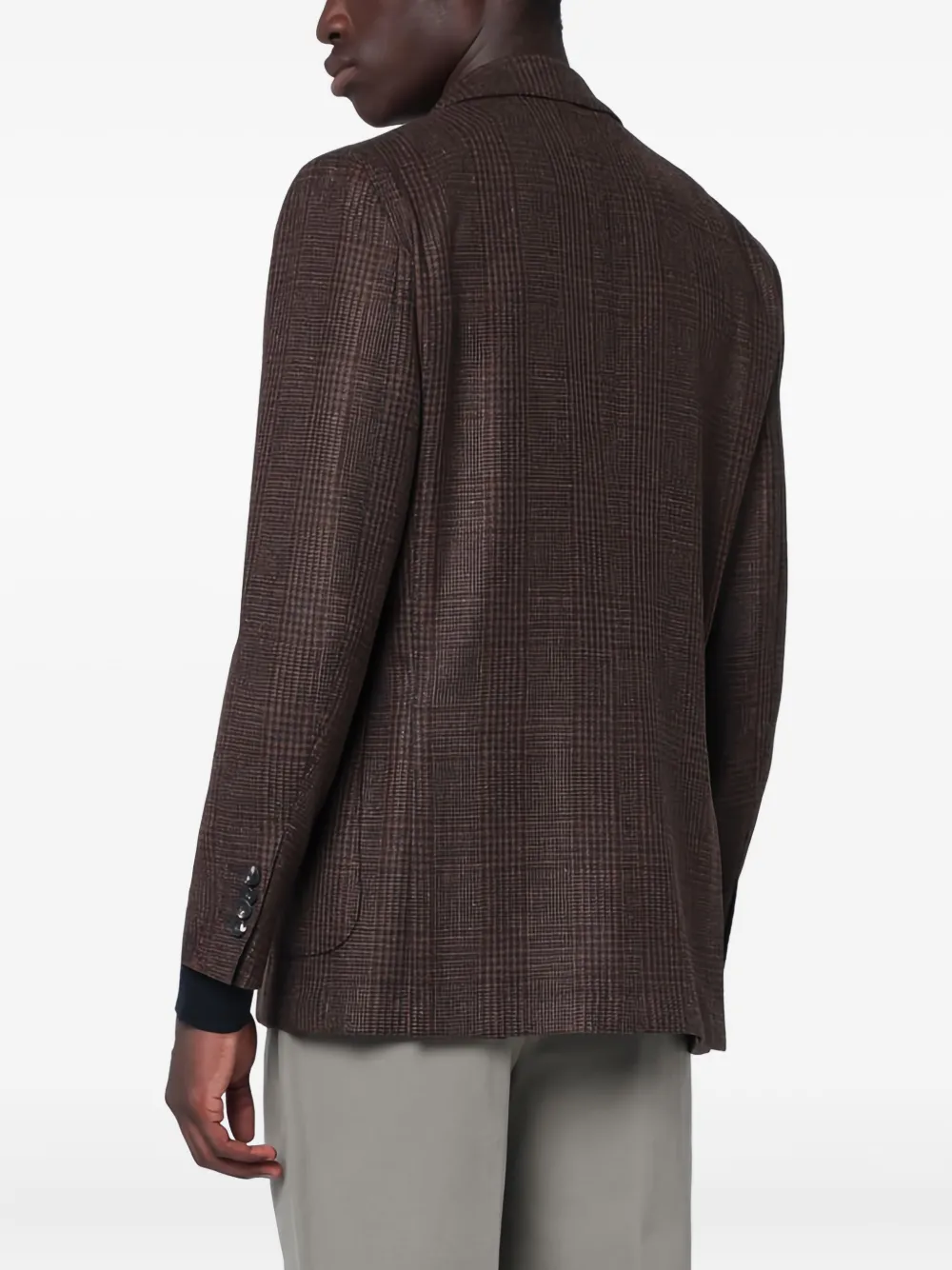 Santaniello Single-breasted Checked Blazer In Brown