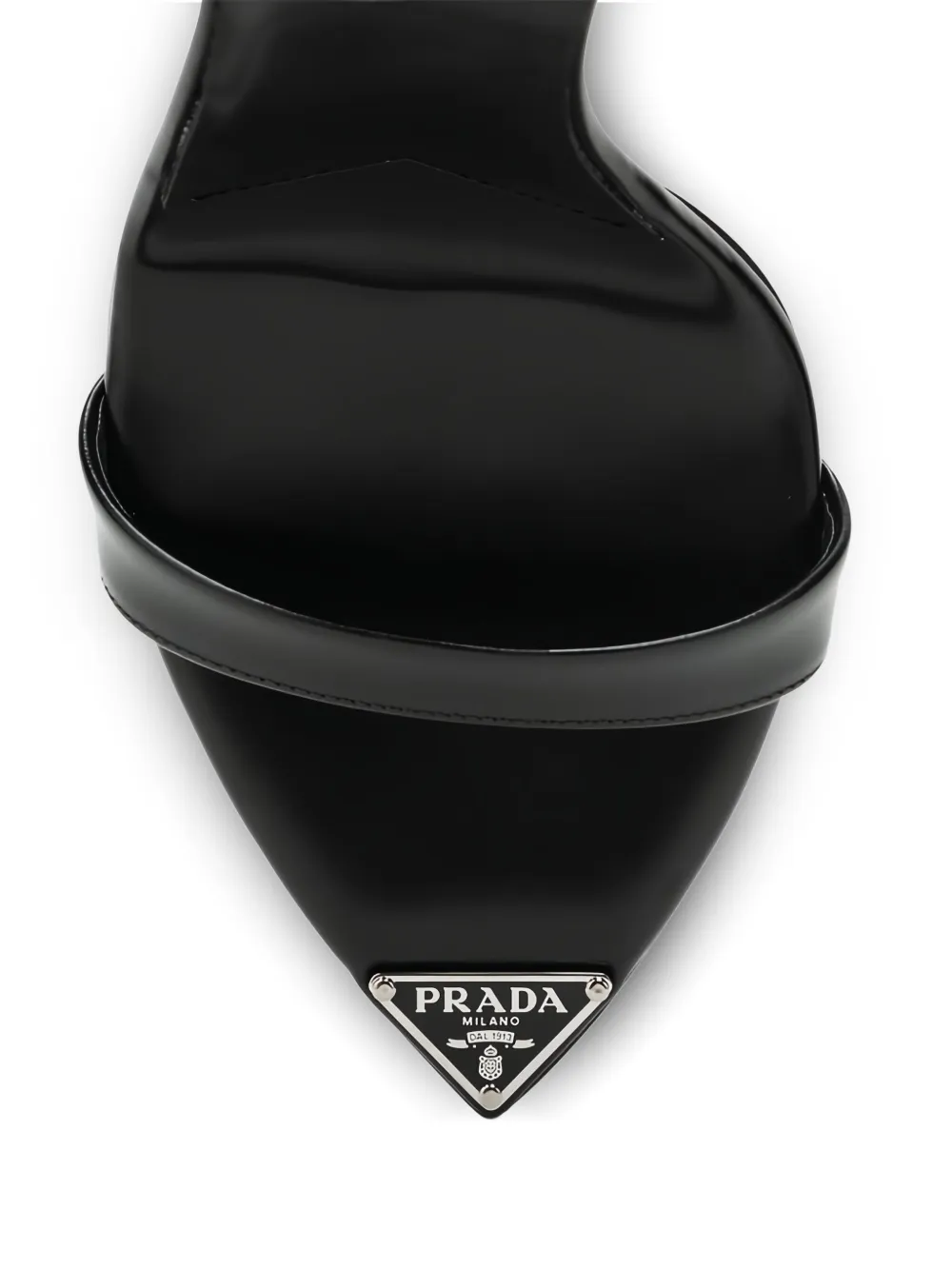 Prada 100 mm leren sandalen met hak Zwart