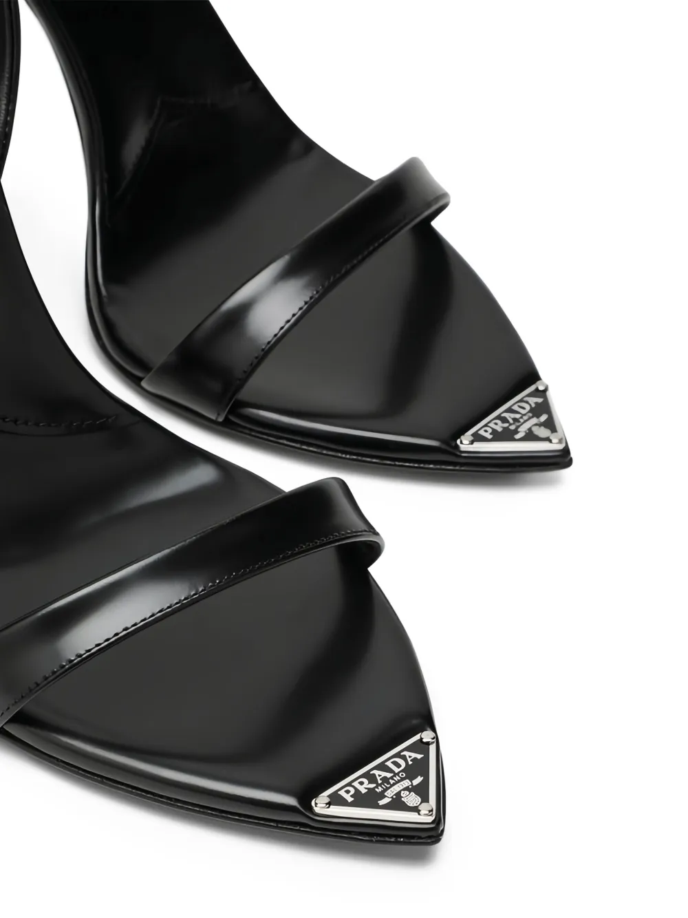 Prada 100 mm leren sandalen met hak Zwart